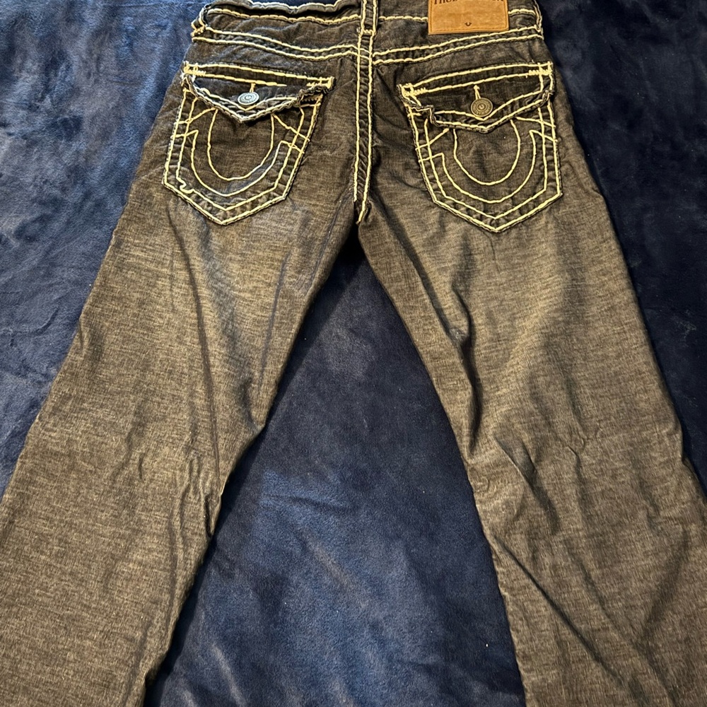 True Religion Men's Slim Jeans - Blue with White Stitching